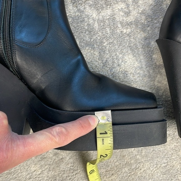 New Giaborghini Texan Knee High Western Boot Leather Stacked Platform Black 39 - Picture 12 of 16